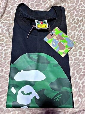 A Bathing Ape ABC Camo By Bathing Ape Tee Black & Green Small